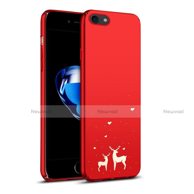 Hard Rigid Plastic Case Reindeer Cover for Apple iPhone 8 Red