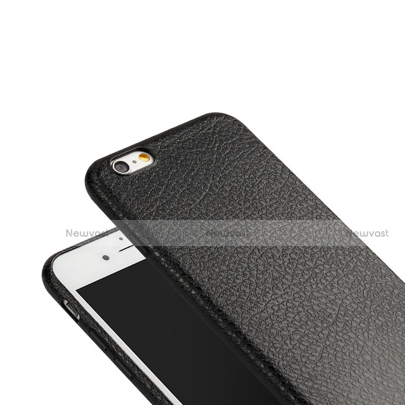 Hard Rigid Plastic Leather Snap On Case for Apple iPhone 6 Black