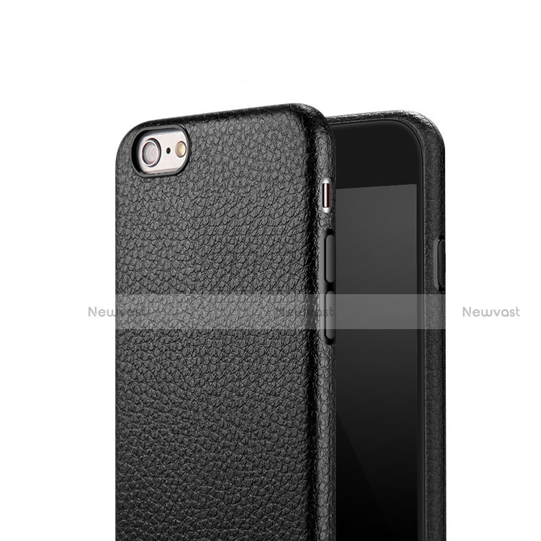 Hard Rigid Plastic Leather Snap On Case for Apple iPhone 6 Plus Black