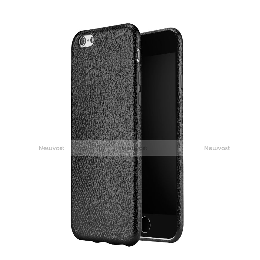 Hard Rigid Plastic Leather Snap On Case for Apple iPhone 6 Plus Black