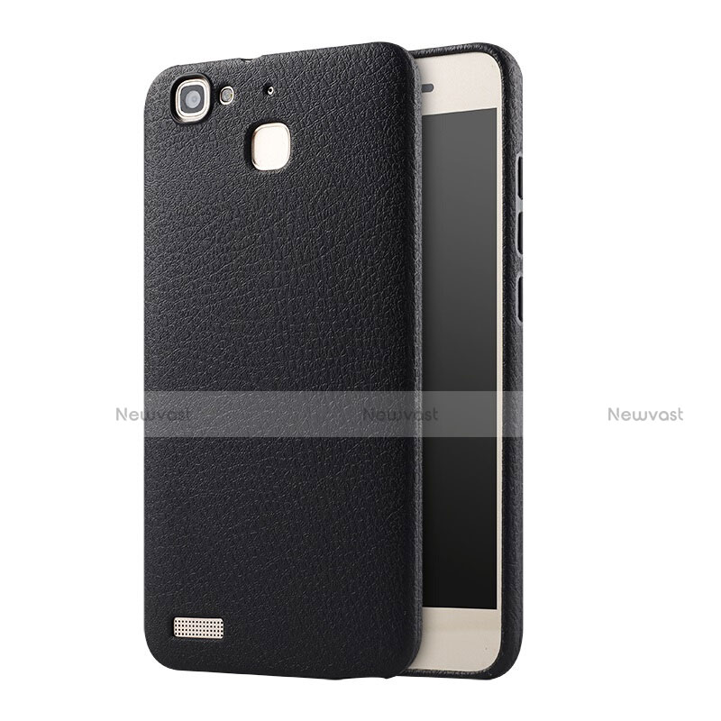 Hard Rigid Plastic Leather Snap On Case for Huawei G8 Mini Black