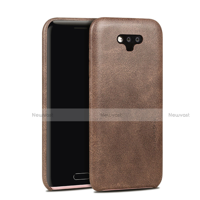 Hard Rigid Plastic Leather Snap On Case for Huawei Honor Magic Brown