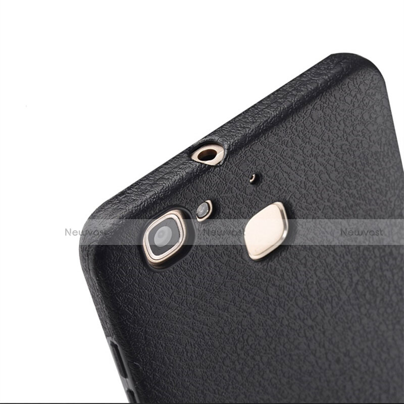Hard Rigid Plastic Leather Snap On Case for Huawei P8 Lite Smart Black