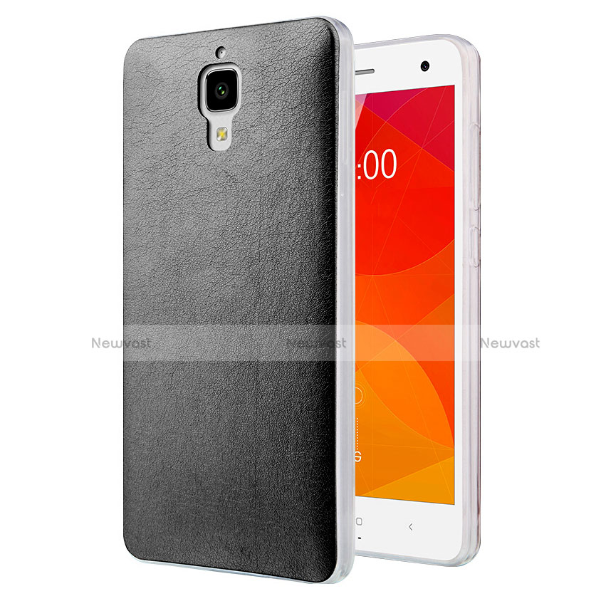 Hard Rigid Plastic Leather Snap On Case for Xiaomi Mi 4 LTE Black