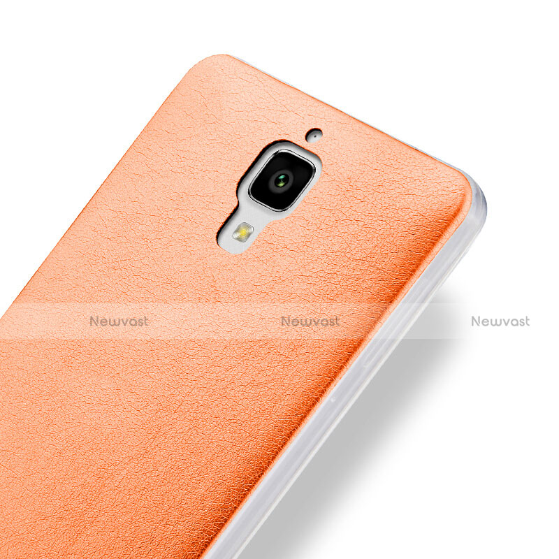 Hard Rigid Plastic Leather Snap On Case for Xiaomi Mi 4 LTE Orange