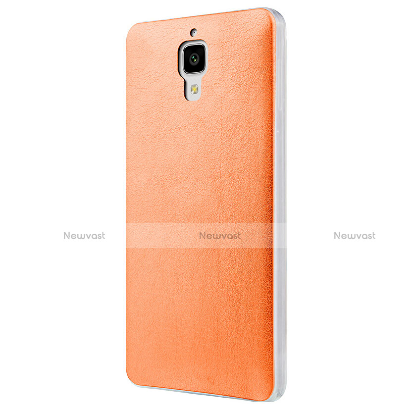 Hard Rigid Plastic Leather Snap On Case for Xiaomi Mi 4 LTE Orange