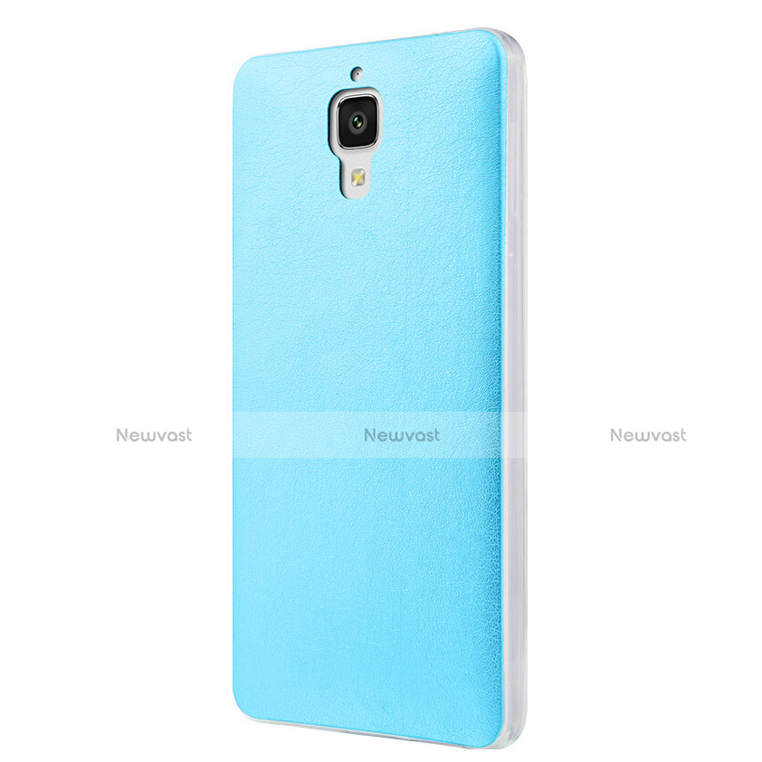 Hard Rigid Plastic Leather Snap On Case for Xiaomi Mi 4 LTE Sky Blue