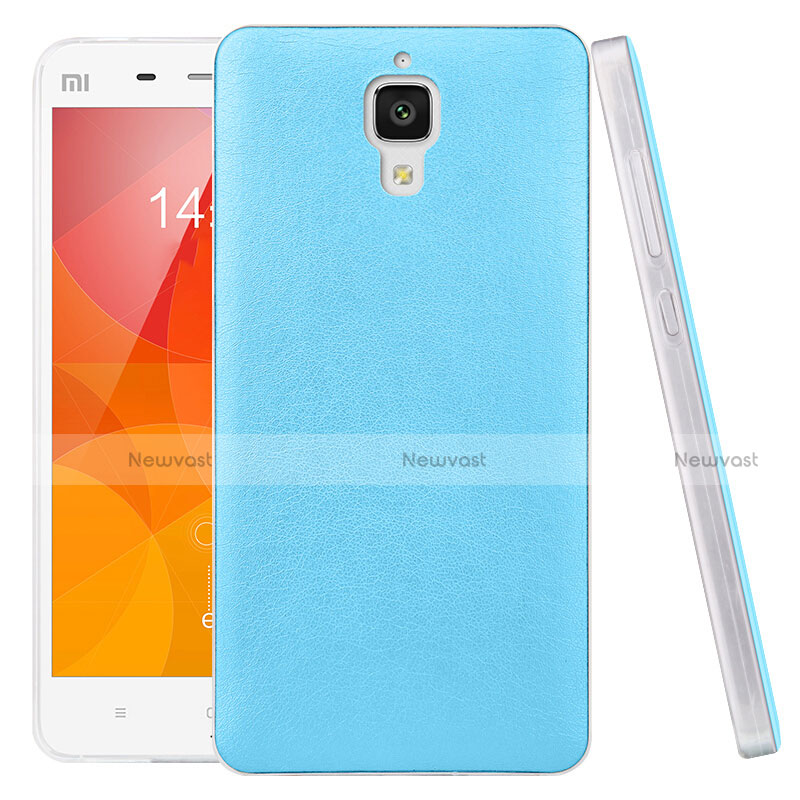 Hard Rigid Plastic Leather Snap On Case for Xiaomi Mi 4 LTE Sky Blue