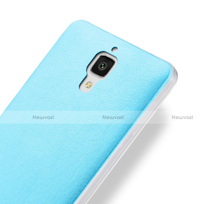 Hard Rigid Plastic Leather Snap On Case for Xiaomi Mi 4 LTE Sky Blue