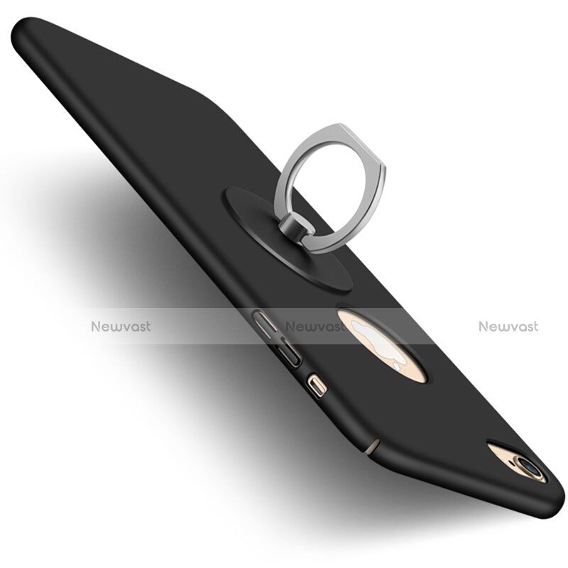 Hard Rigid Plastic Matte Finish Back Cover with Finger Ring Stand for Apple iPhone 6 Black