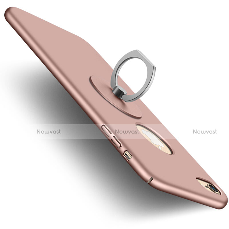 Hard Rigid Plastic Matte Finish Back Cover with Finger Ring Stand for Apple iPhone 6 Pink