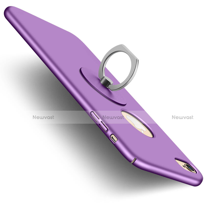 Hard Rigid Plastic Matte Finish Back Cover with Finger Ring Stand for Apple iPhone 6 Plus Purple