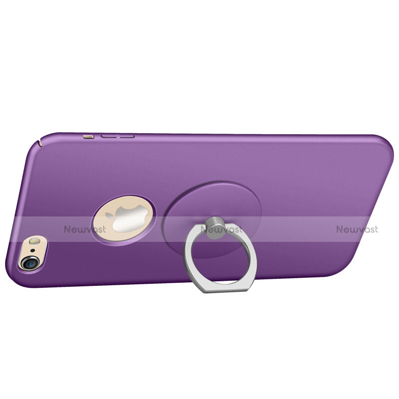 Hard Rigid Plastic Matte Finish Back Cover with Finger Ring Stand for Apple iPhone 6 Plus Purple