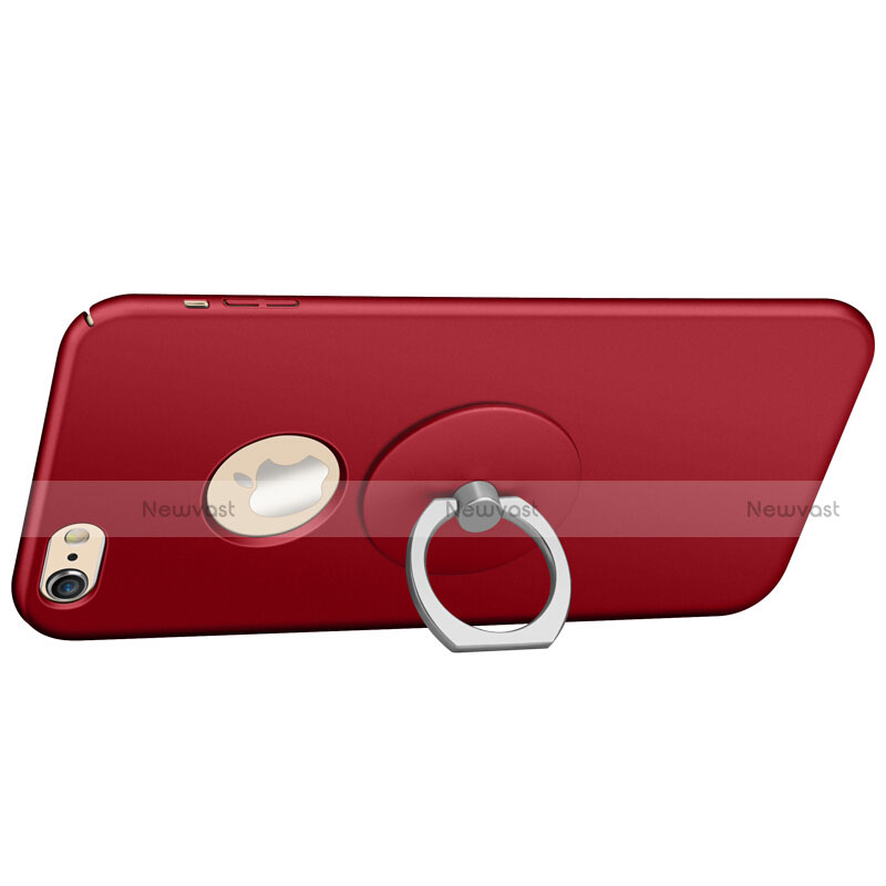 Hard Rigid Plastic Matte Finish Back Cover with Finger Ring Stand for Apple iPhone 6 Plus Red