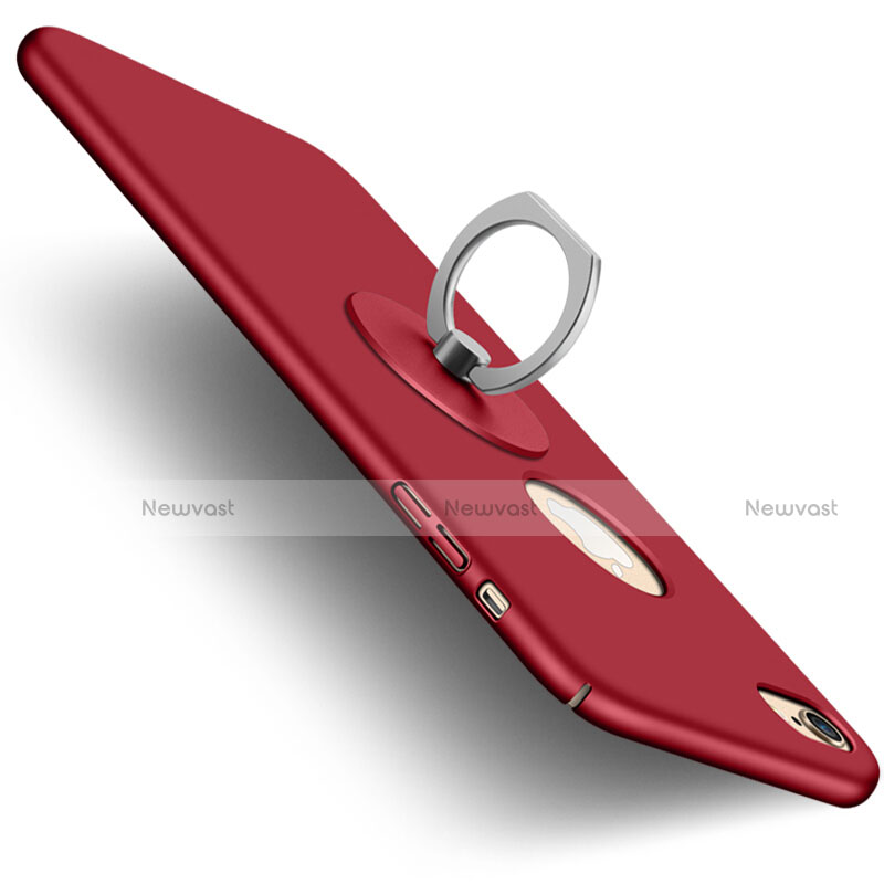 Hard Rigid Plastic Matte Finish Back Cover with Finger Ring Stand for Apple iPhone 6 Red