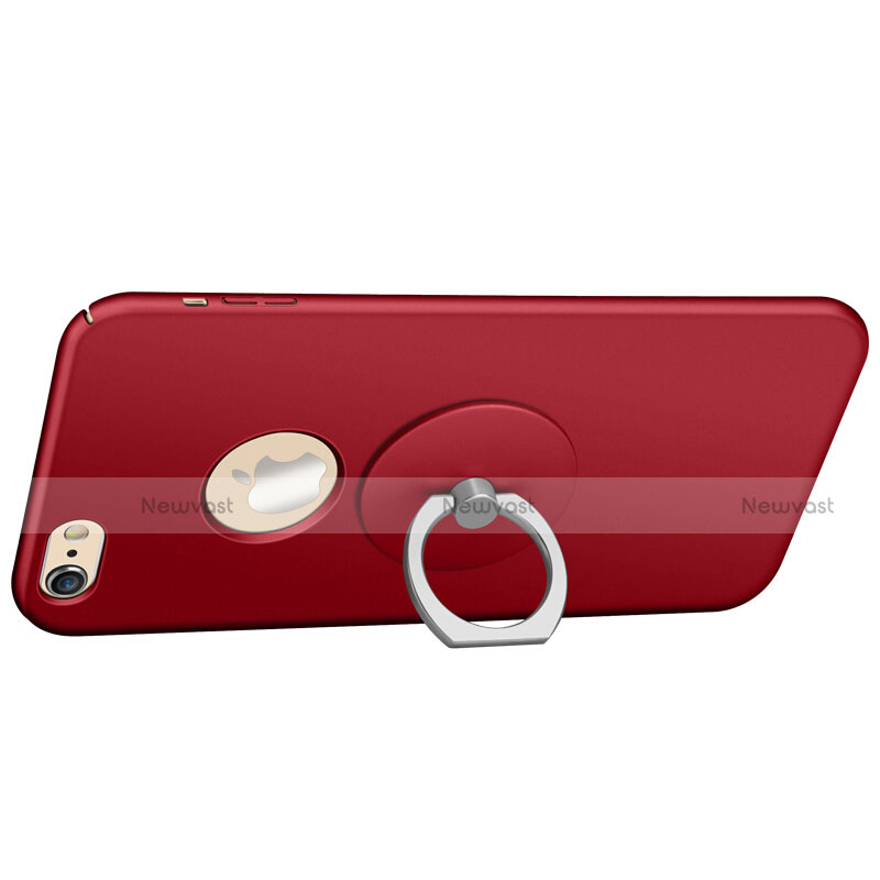 Hard Rigid Plastic Matte Finish Back Cover with Finger Ring Stand for Apple iPhone 6 Red