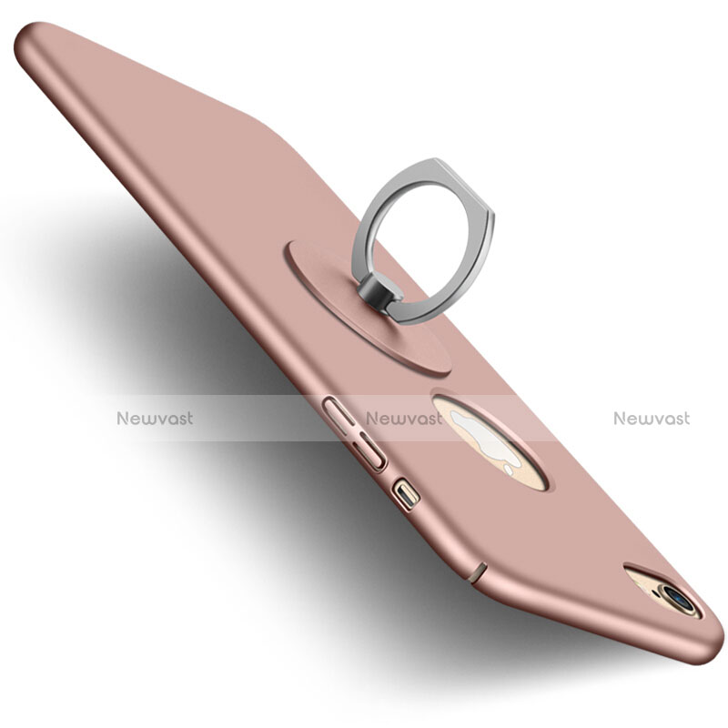 Hard Rigid Plastic Matte Finish Back Cover with Finger Ring Stand for Apple iPhone 6S Plus Pink