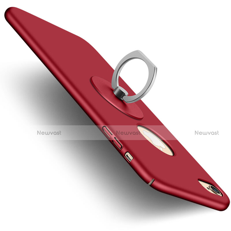 Hard Rigid Plastic Matte Finish Back Cover with Finger Ring Stand for Apple iPhone 6S Red