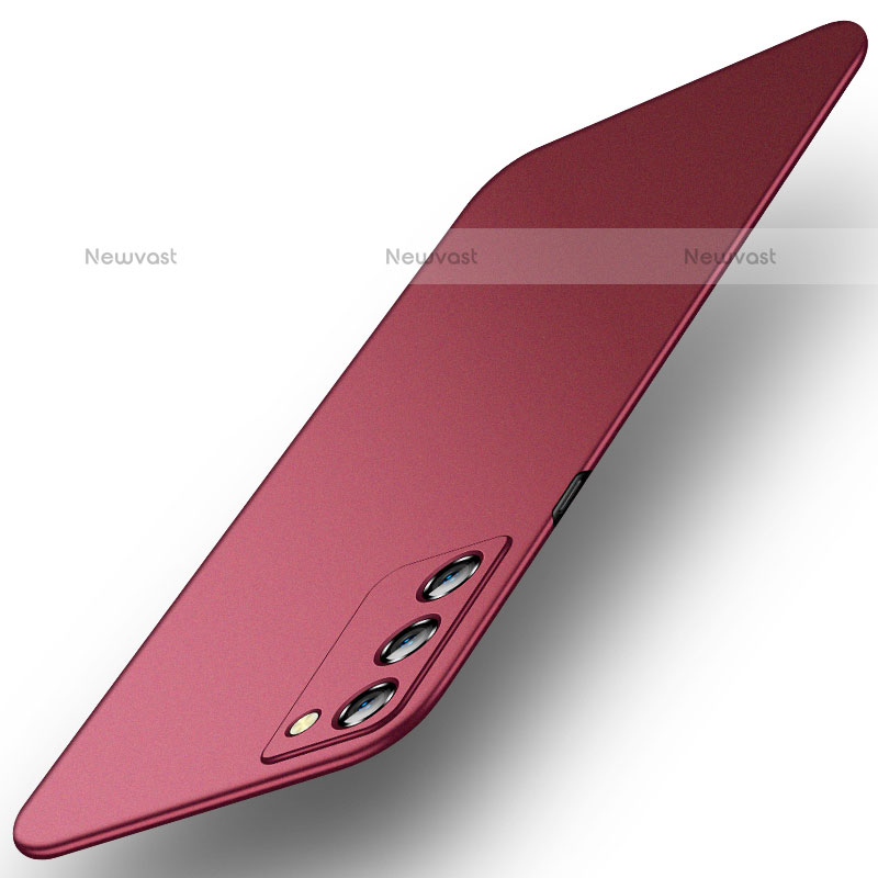 Hard Rigid Plastic Matte Finish Case Back Cover for Oppo A55 5G Red