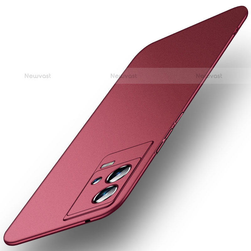 Hard Rigid Plastic Matte Finish Case Back Cover for Vivo iQOO 8 5G Red