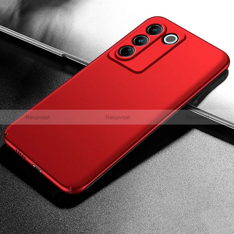 Hard Rigid Plastic Matte Finish Case Back Cover for Vivo V27 5G Red