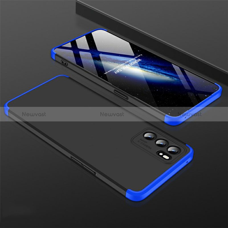 Hard Rigid Plastic Matte Finish Case Back Cover GK1 for Oppo Reno6 5G Blue and Black