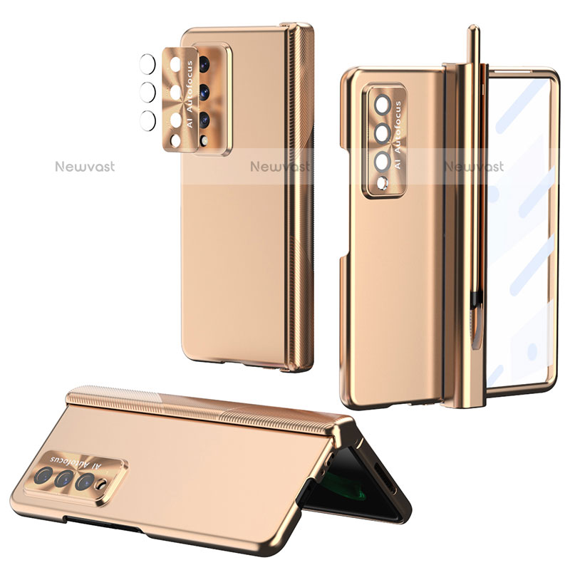 Hard Rigid Plastic Matte Finish Case Back Cover H08 for Samsung Galaxy Z Fold3 5G Gold