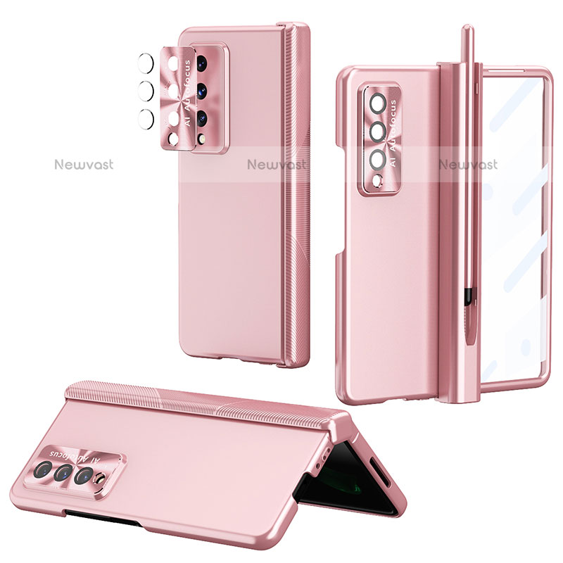 Hard Rigid Plastic Matte Finish Case Back Cover H08 for Samsung Galaxy Z Fold3 5G Rose Gold