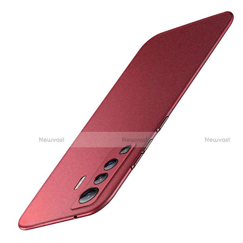 Hard Rigid Plastic Matte Finish Case Back Cover M01 for Vivo X50 5G Red