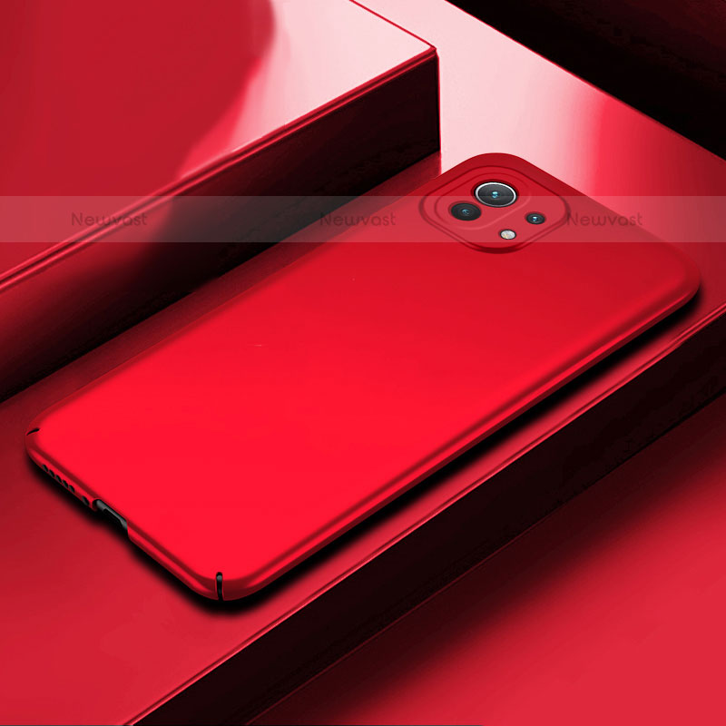 Hard Rigid Plastic Matte Finish Case Back Cover P01 for Xiaomi Mi 11 Lite 4G Red