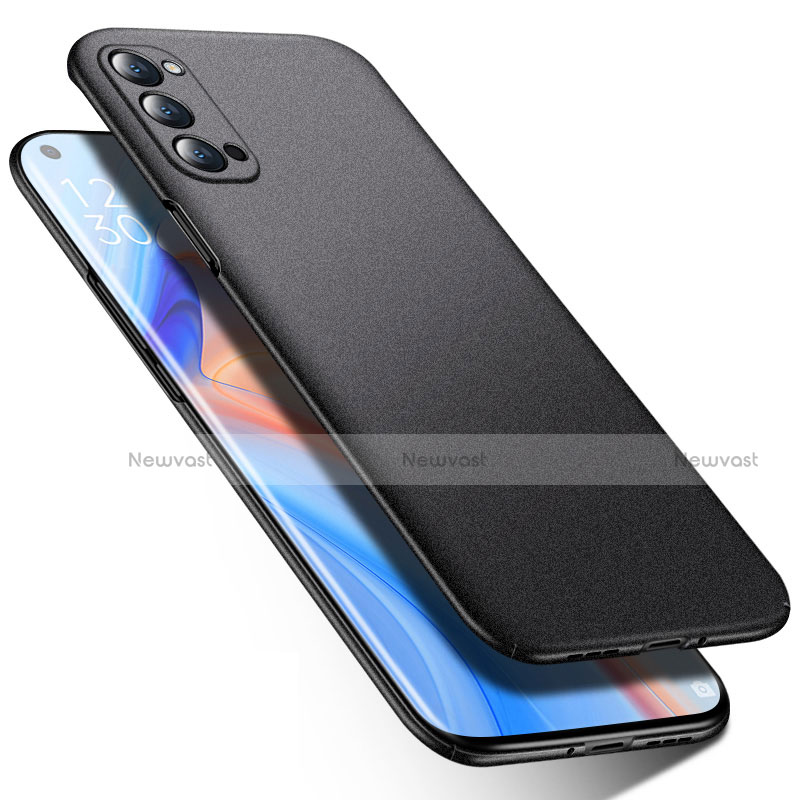 Hard Rigid Plastic Matte Finish Case Back Cover P02 for Oppo Reno4 5G Black