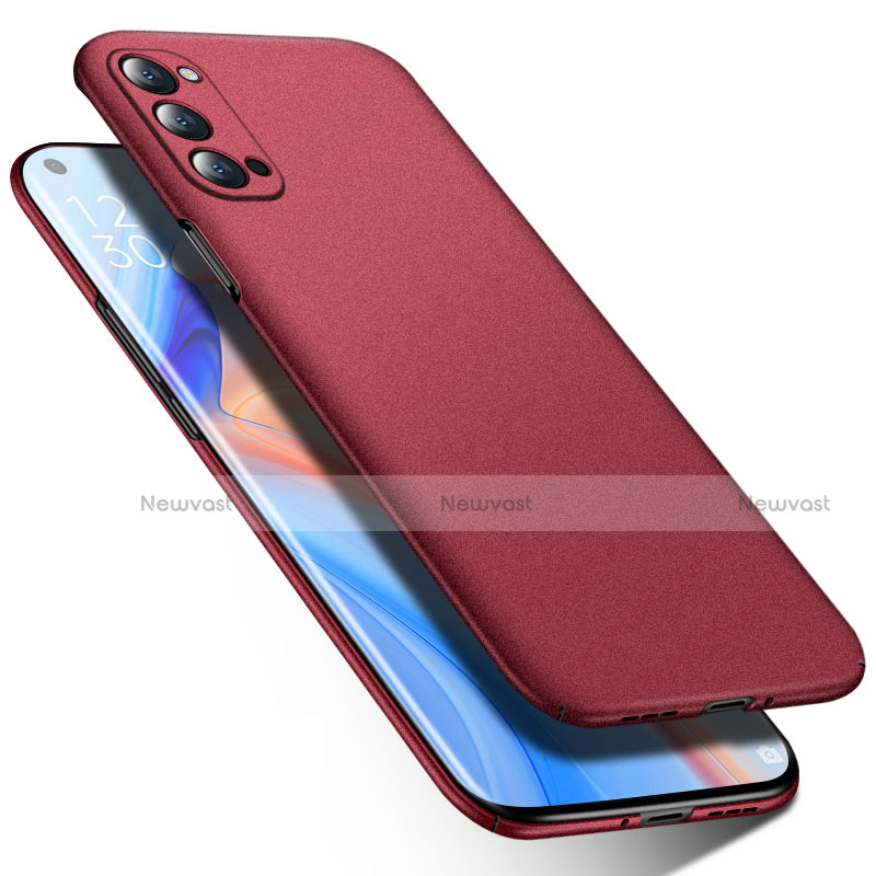 Hard Rigid Plastic Matte Finish Case Back Cover P02 for Oppo Reno4 5G Red