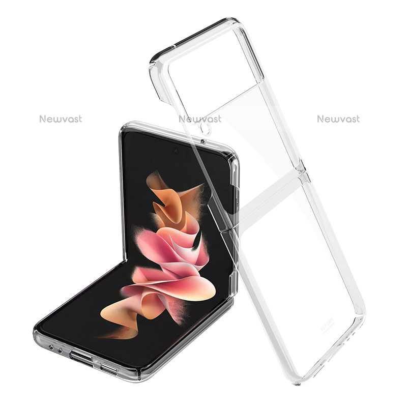 Hard Rigid Plastic Matte Finish Case Back Cover P02 for Samsung Galaxy Z Flip3 5G Clear