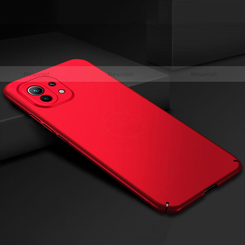 Hard Rigid Plastic Matte Finish Case Back Cover P02 for Xiaomi Mi 11 Lite 4G Red