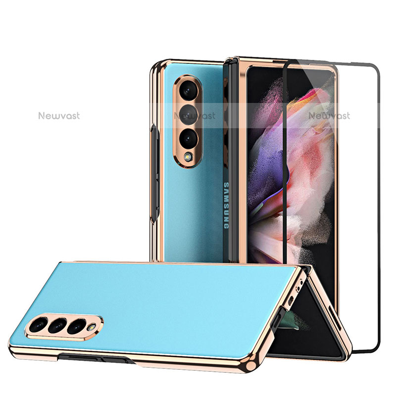 Hard Rigid Plastic Matte Finish Case Back Cover R04 for Samsung Galaxy Z Fold3 5G Blue