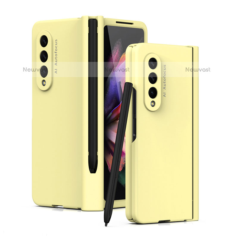 Hard Rigid Plastic Matte Finish Case Back Cover T01 for Samsung Galaxy Z Fold3 5G Yellow