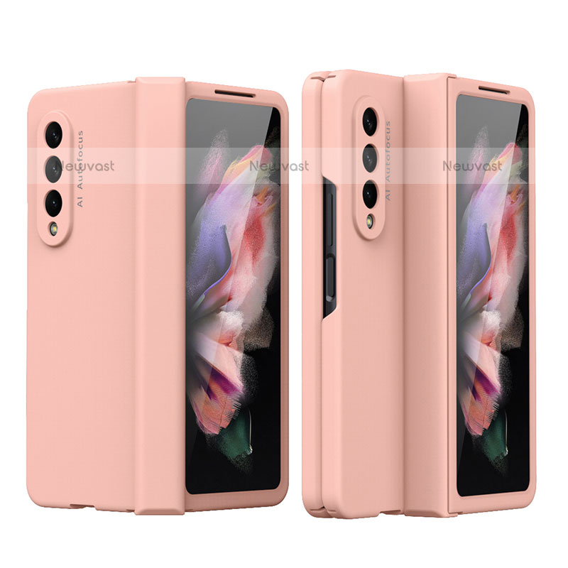 Hard Rigid Plastic Matte Finish Case Back Cover T02 for Samsung Galaxy Z Fold3 5G Rose Gold