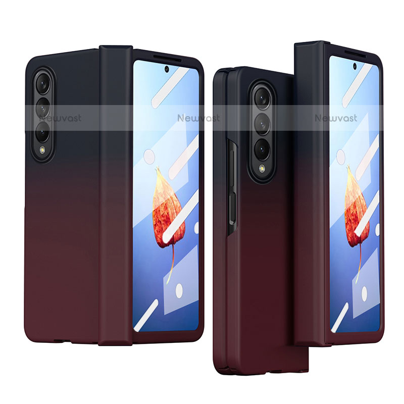 Hard Rigid Plastic Matte Finish Case Back Cover T03 for Samsung Galaxy Z Fold3 5G Red and Black