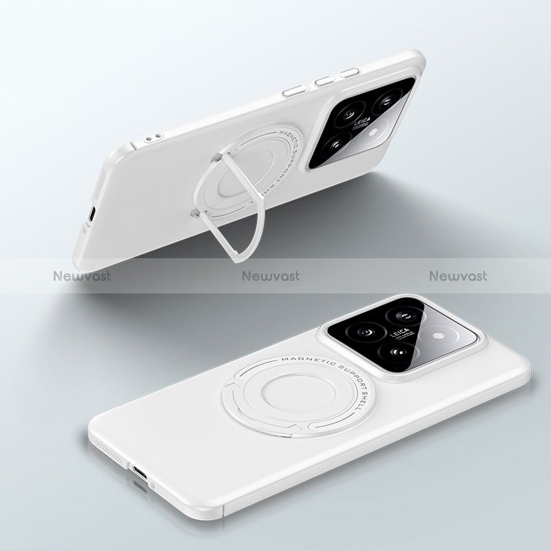 Hard Rigid Plastic Matte Finish Case Back Cover with Mag-Safe Magnetic for Xiaomi Mi 14 5G White