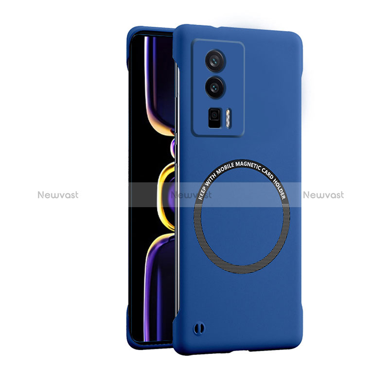 Hard Rigid Plastic Matte Finish Case Back Cover with Mag-Safe Magnetic for Xiaomi Poco F5 Pro 5G Blue