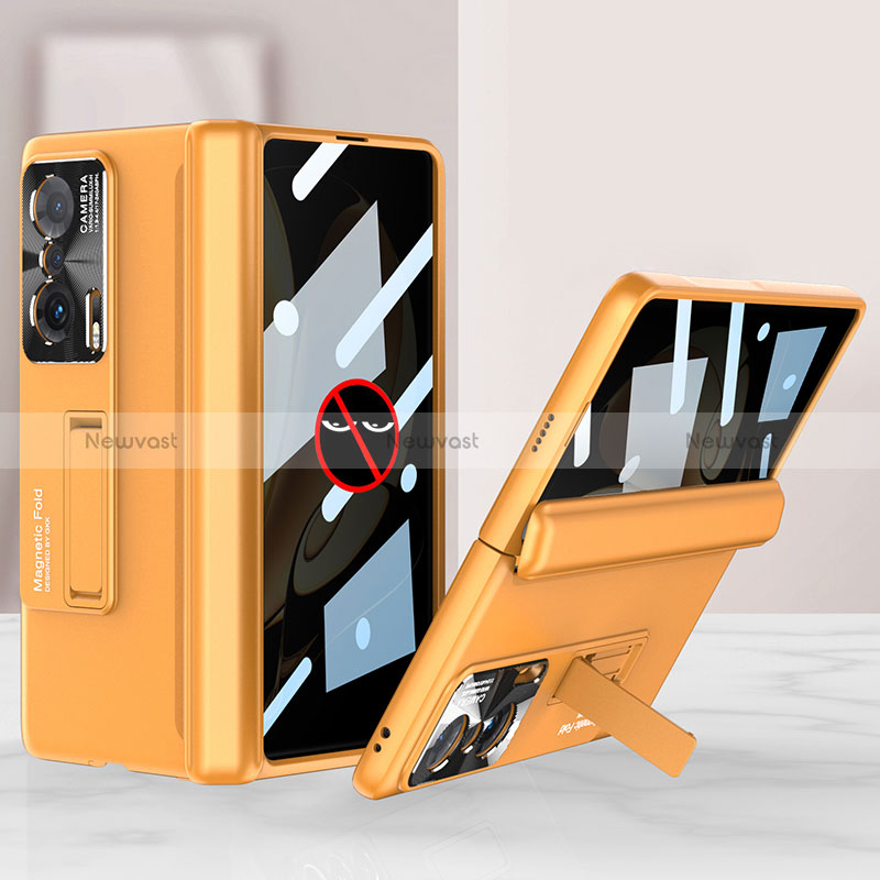 Hard Rigid Plastic Matte Finish Case Back Cover with Stand AC3 for Huawei Honor Magic V 5G Orange