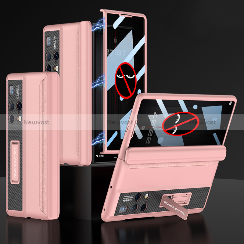 Hard Rigid Plastic Matte Finish Case Back Cover with Stand AC3 for Huawei Mate X2 Pink