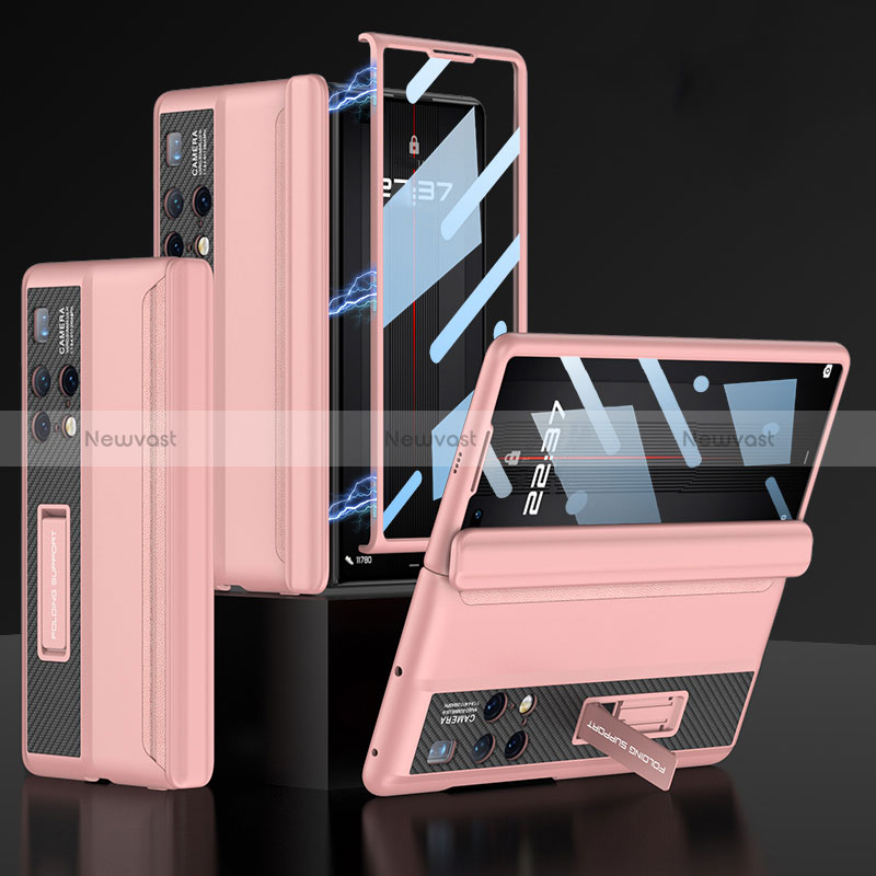 Hard Rigid Plastic Matte Finish Case Back Cover with Stand AC4 for Huawei Mate X2 Pink