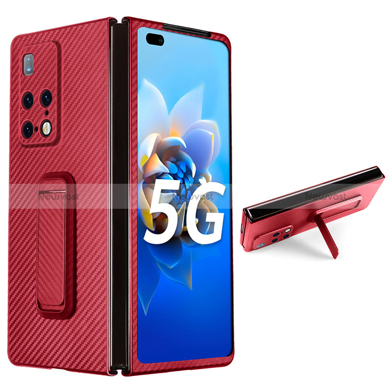 Hard Rigid Plastic Matte Finish Case Back Cover with Stand ZL1 for Huawei Mate X2 Red