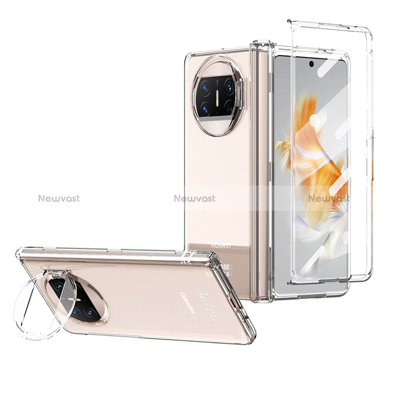 Hard Rigid Plastic Matte Finish Case Back Cover with Stand ZL1 for Huawei Mate X3 Clear