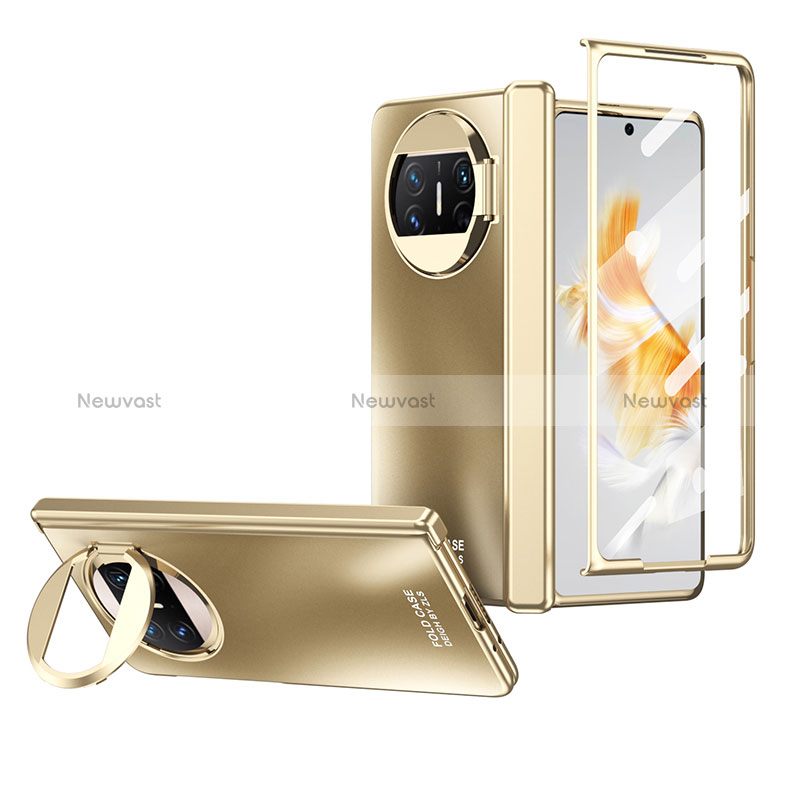 Hard Rigid Plastic Matte Finish Case Back Cover with Stand ZL1 for Huawei Mate X3 Gold