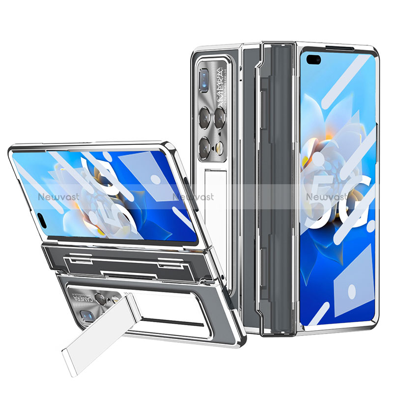 Hard Rigid Plastic Matte Finish Case Back Cover with Stand ZL3 for Huawei Mate X2 Silver