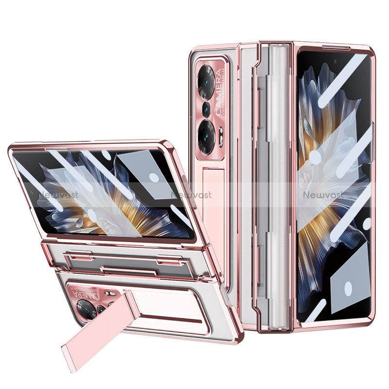 Hard Rigid Plastic Matte Finish Case Back Cover with Stand ZL4 for Huawei Honor Magic Vs Ultimate 5G Rose Gold