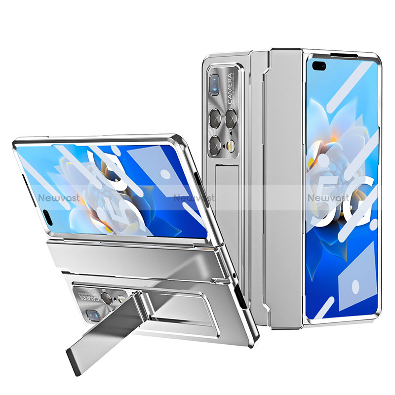 Hard Rigid Plastic Matte Finish Case Back Cover with Stand ZL4 for Huawei Mate X2 White