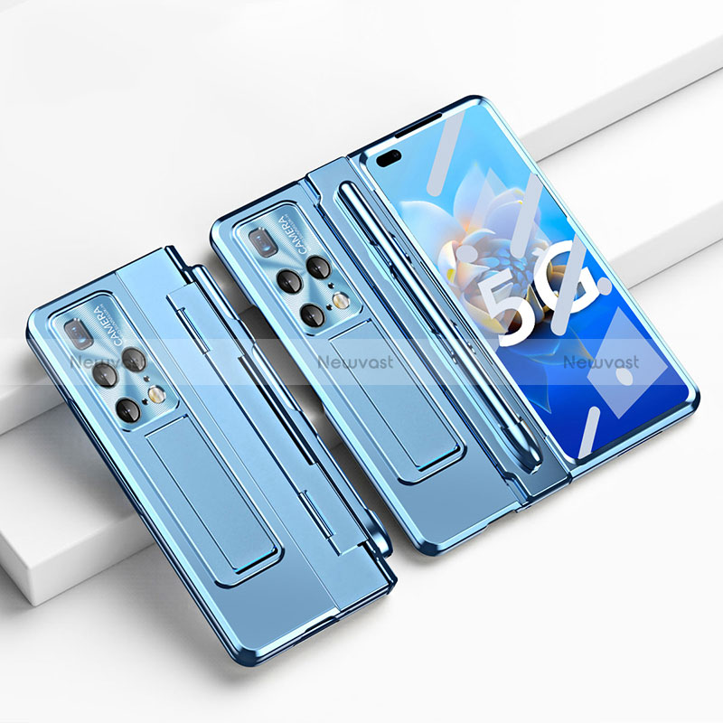 Hard Rigid Plastic Matte Finish Case Back Cover with Stand ZL5 for Huawei Mate X2 Blue